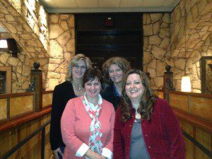Sue Cramer, Lisa Troyer, Amy Lively (that's me!) and Tricia Goyer. Our waiter affected a new foreign accent every time he approached our table. I think he was a struggling actor.